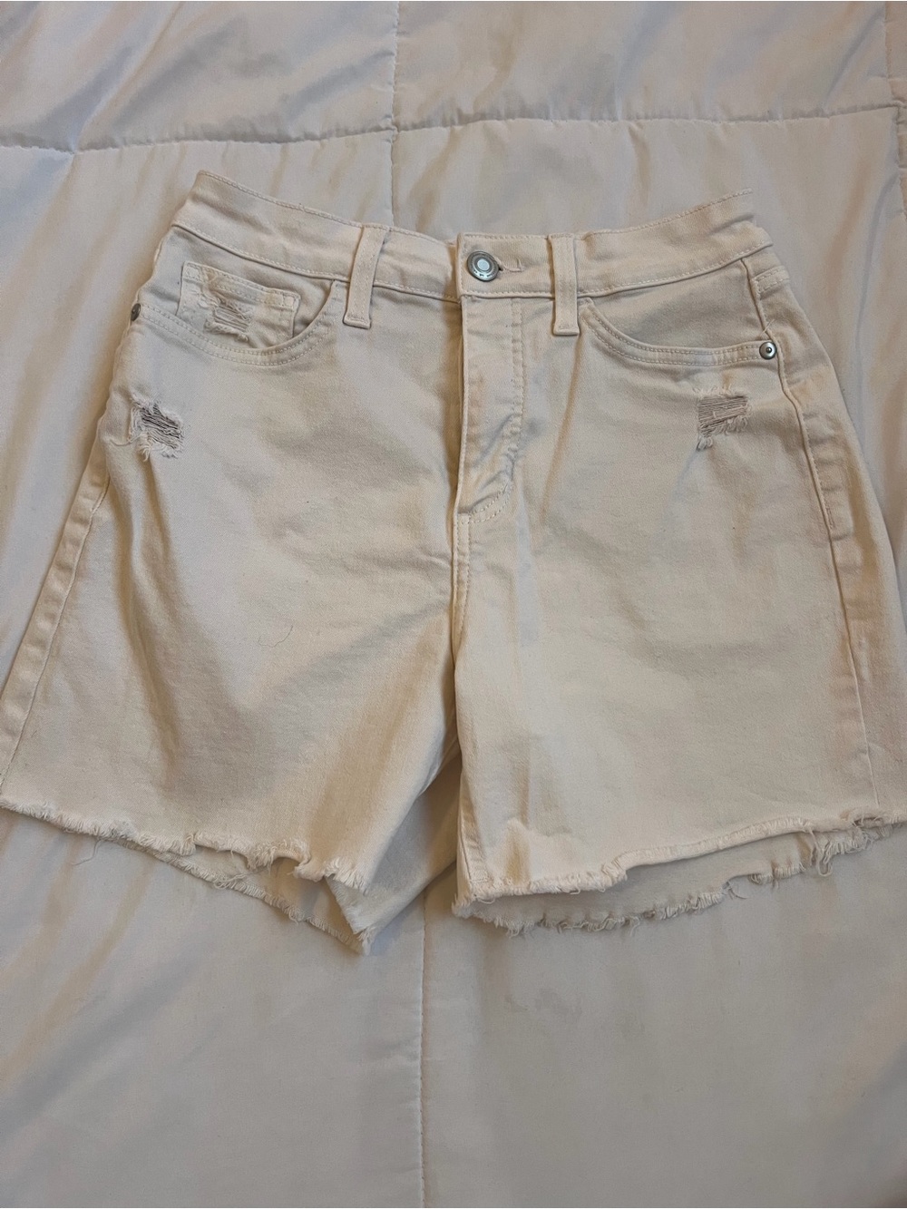 Lauren Conrad Cream Denim Mid-Rise Shorts